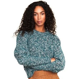 NEW VERONICA BEARD PUFF-SLEEVE MARLED KNIT SWEATER